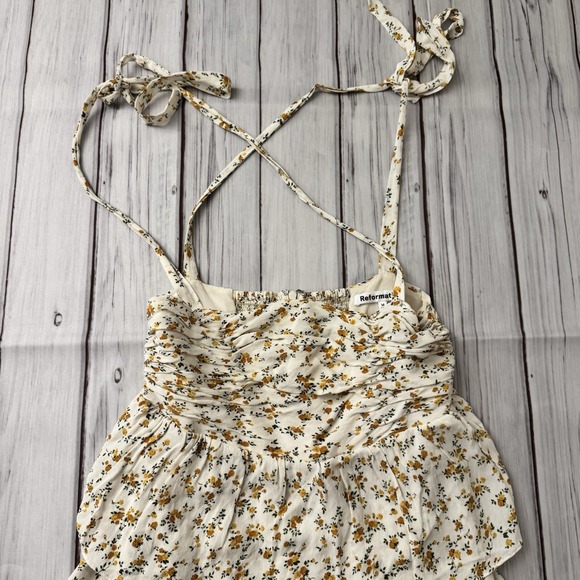 Reformation Avni Floral Tiered Mini Sundress‎ in Adagio Size Medium Women's Sexy - Picture 3 of 12